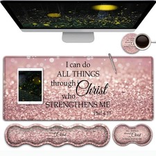 Pink Gaming Mouse Pad,Large Pad with Stitched Large, Yu-mouse Pad-bo-33 picture