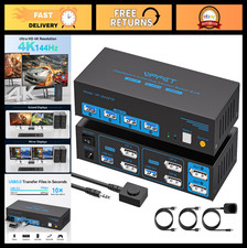 4K 144Hz KVM Switch for Dual Monitors, 2 PCs, USB 3.0, 8K Support, Desktop Contr picture
