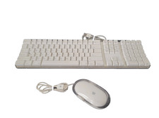 VINTAGE 🍎 Genuine Apple A1048 USB Keyboard + M5769 Pro Mouse Clear White picture