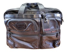 TUMI Alpha Leather Expandable Laptop Briefcase Style 96160DH Used No Strap picture