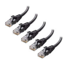 10Gbps 5-Pack Snagless Cat 6 Ethernet Cable, 3Ft, Black picture