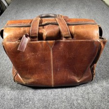Vintage Johnston & Murphy Leather Duffle Briefcase Travel Bag Brown Old Money picture