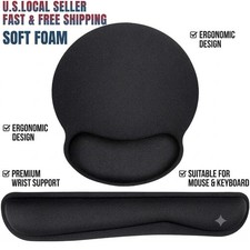 2Pc Premium Memory Foam Keyboard Wrist Support Bar and Mouse Wrist Rest Pads Set picture