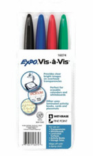 16074 Expo Vis-A-Vis Wet Erase Marker, Fine Tip, Four Colors, Brand New - Lot(8) picture