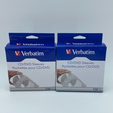 VERBATIM CD DVD Sleeves 200 Pack White Paper Clear Window Open Box picture
