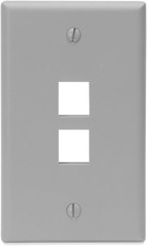 Leviton QuickPort Wallplate, Single Gang, 2-Port, 41080-2GP, Grey picture