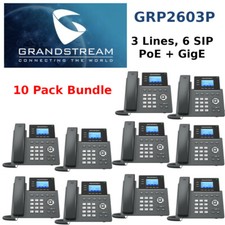 10 Grandstream GRP2603P 3-Line 6 SIP Office Phone + Dual Gigabit PoE Bundle picture