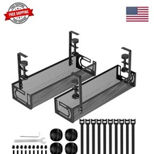 Cable Management, 2 Pack Cable Management Under Desk, Cable Tray | No Drill U... picture
