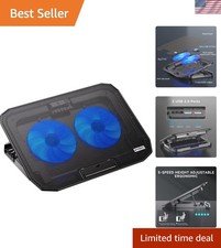 Ultra Slim Laptop Cooling Pad with 2 Quiet Big Fans, 5 Height Adjustable Ergo... picture