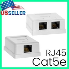 Cat5e RJ45 Surface Mount Box Single or Double Female Ports White picture