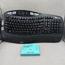 Logitech K350 Wireless Ergonomic Keyboard Wave Design Black USB PC W/ New Dongle picture