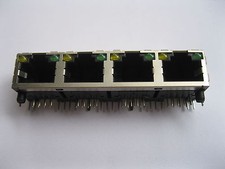 30 pcs RJ45 Modular Network PCB Jack Connector 56 8P with LED 4 Ports Side Entry picture