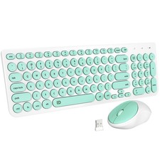FD Wireless Keyboard and Mouse Combo - 2.4GHz USB Cordless, Cute Round Keys, Qui picture