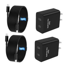 45W 2Pack Super Fast Charger USB C Dual Port Android Phone Charger 10ft Black picture