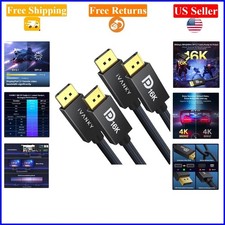 80Gbps 16K DisplayPort Cable 6.6ft 2-Pack - Black, Braided, DP 2.1 picture