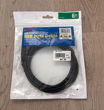 QVS USB 3.2 5Gbps USB-A to USB-B Round Cable 6ft Black CC2219C-06BK picture