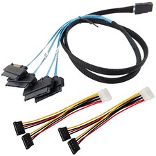Mini SAS SFF-8087 to SFF-8482 4 Way Cable HDD Drive RAID Adapter IDE Power Wire picture