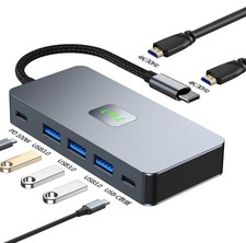 7-Port USB C Hub with Dual 4K HDMI, 3 USB-A Ports, and 100W Power Delivery, Grey picture