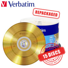 Verbatim AZO CD-R Digital Vinyl Blank CD LP Style 700M 52x Gold Color - 15 Discs picture