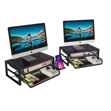 2 Pack Desk Organizer and Accessories, 2-Tier Metal Computer Monitor Stand Ri... picture