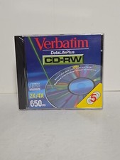 Verbatim DatalifePlus CD-RW 2x/4x 650mb 5 Disks NEW SEALED  picture