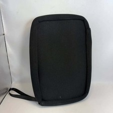 Black Neoprene Padded Tablet Sleeve Zippered Travel Tech Pouch with Wrist Strap picture