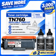 TN760 Black Toner Refillable For 760 MFC-L2717DW HL-L2350DW DCP-L2550DW TN-760 picture