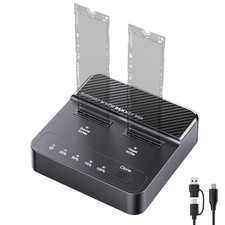 Dual Bay NVMe SSD Cloner Duplicator 20Gbps USB 3.2 Gen 2x2 M.2 Enclosure Dock picture