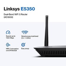 BLACK - LINKSYS WIFI 5 ROUTER, DUAL-BAND, 1,000 SQ. FT COVERAGE, 10+ DEVICES, picture