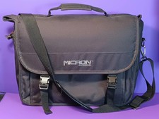 Vintage Micron Electronics Padded Laptop Briefcase Messenger Bag Black Heavy Dut picture