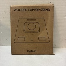 Logitech Wooden Laptop Stand Adjustable Portable Ergonomic Holder picture
