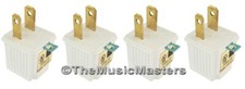 (4) White GROUNDING ADAPTERS Electrical Wall Plug 3 Prong Socket 2 Prong Plug  picture
