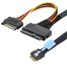 Slimline PCIe SFF-8654 4I to SAS 8639 U.2 Adapter Cable, Anti-tilt + SATA 15P picture