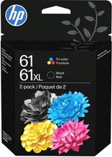 HP Genuine 61/61XL Inkjet Ink Cartridges 2-Pack Black & Tri-Color. Exp Jan 2028 picture