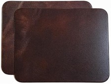 Pack of 2 Full Grain Real Leather Mouse Pads for Desk | Smooth Anti Slip Mous... picture