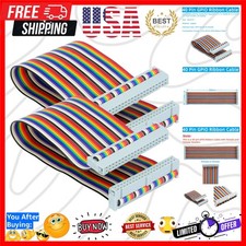 2 Pcs 40 Pin GPIO Ribbon Cable Female to Female 8 inch picture
