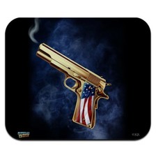 USA American Flag 2nd Amendment Golden Gun Low Profile Thin Mouse Pad Mousepad picture