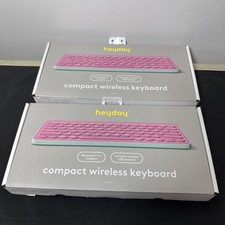 2pk HeyDay Compact Wireless Keyboard Bluetooth & USB Wireless Receiver - PINK picture
