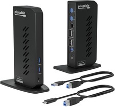 Plugable Dual DisplayPort & HDMI Docking Station - USB 3.0 & USB-C Black  picture