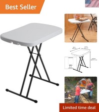 Portable Folding Desk Table - 26 Inch Adjustable Height, White Granite Finish picture