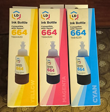 3 LD Ink Bottle for Epson 664 Inkjet Yellow Magenta Cyan T664420 T664320 T664220 picture
