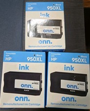 3x Onn 950XL Ink Cartridge Black Exp. 2024 picture