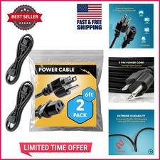 Versatile 6ft Computer Power Cord -  Approved IEC C13 to NEMA 5-15P, 2-Pack picture