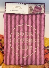 E Reader Sleeve Harper Book Lovers Club Pink Striped Quilted Embroidered NWT picture