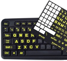 Universal English Large Lettering Keyboard Full Keyboard-Black/Yellow picture