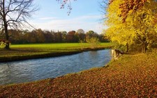 Landscape river trees park fall Custom Gaming Mat Desk picture