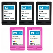 5PK Compatible For HP 664XL Black Color Ink Cartridge Show Ink Deskjet 4536 4676 picture