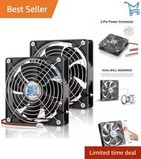 120mm 12V DC Cooling Fan Dual Ball Bearing 1800RPM 2 Pack for Electronics picture
