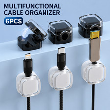 6PCS Magnetic Cable Clips Self Adhesive Cord Organizer Wire Holder Black White picture