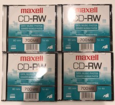 Lot of 4 Maxell CD Rewritable Media CD-RW 4x 700 MB Single CD Sealed New picture
